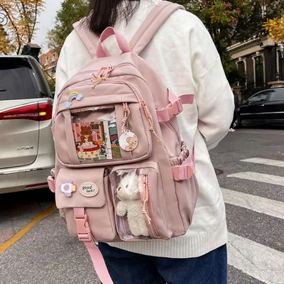 Купить 2022 милые женские рюкзаки, водонепроницаемый нейлоновый школьный  рюкзак с несколькими карманами для студентов, девочек, Kawaii, набор книг  для ноутбука, Mochilas | Joom