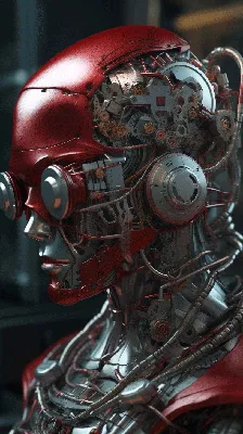 Робот в красных очках с открытым механизмом - Бесплатные обои на телефон -  Супер детализация | Творчество с Искусственным Интеллектом | Дзен