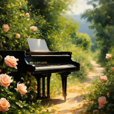 Рояль в кустах, розы, песочная …» — создано в Шедевруме