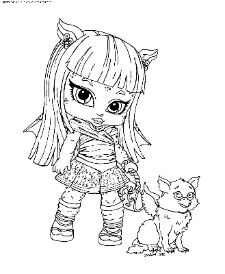 Раскраска Рошель Гойл с питомцем | Раскраски дети Монстр Хай (Monster High  child coloring pages). Раскраски для девочек дети Монстер Хай