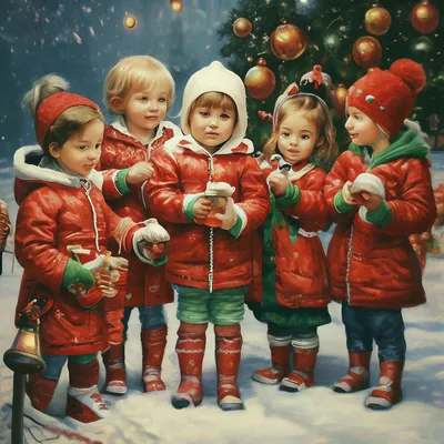 Рождество, дети,елка,подарки, зимний…» — создано в Шедевруме