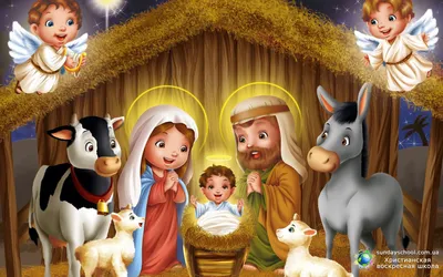Иллюстрация Рождество Христово в стиле графика, детский, книжная