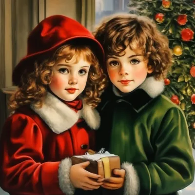 Открытка дореволюционная антикварная царская Рождество Христово дети  детство ангел праздник любовь | Барахолка