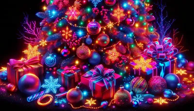 Glowing Neon Christmas Tree HD Wallpaper by QuantumCurator