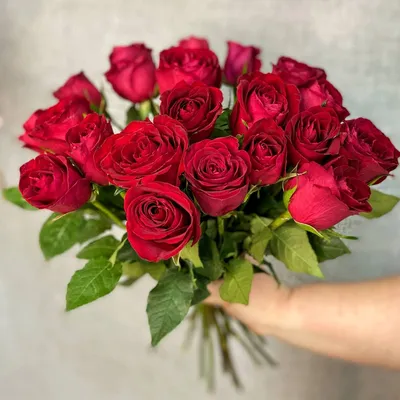Развёрнутые розы в букете, фото - Москва.