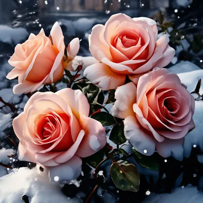 Розы на снегу - Интернет-магазин цветов и подарков \"Rose Queen\"