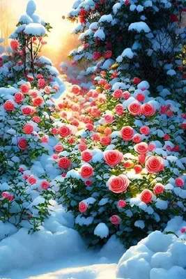 Красивые розы на снегу - 72 фото
