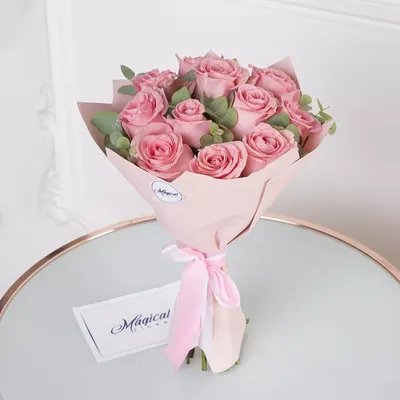Розовые розы ( 17 шт), артикул: 333026522, с доставкой в город Новосибирск