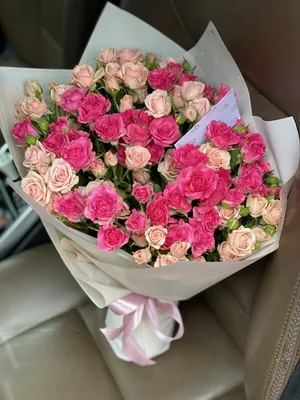 Купить нежный букет из свежайших розовых роз с оперативной доставкой по  Киеву.