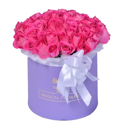 101 роза Мента в шляпной коробке | доставка по Москве и области