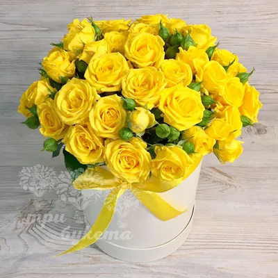 Желтые розы в коробке - 29 шт. за 7 890 руб. | Бесплатная доставка цветов  по Москве