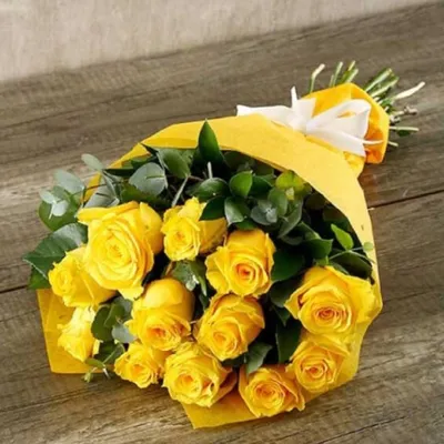 Заказать длинные желтые розы FL-1736 купить - хорошая цена на длинные желтые  розы с доставкой - FLORAN.com.ua