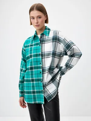 Фланелевая рубашка в клетку цвет: зеленый графика крупная, артикул:  3803010510 – купить в интернет-магазине sela