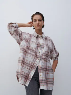 Женская рубашка в клетку, оверсайз купить по цене 1133.09 ₽ в  интернет-магазине KazanExpress