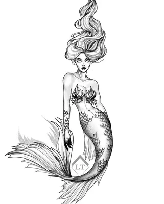 Тату эскиз русалка tattoo design mermaid | Рисунки русалки, Татуировка  русалка, Эскиз русалки