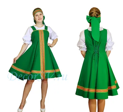 Русский народный сарафан. Цвет сарафана зеленый. (Продается без блузы и  повязки.)