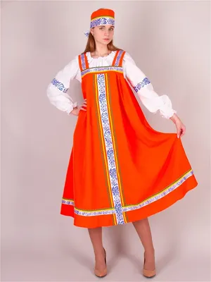 Сарафан русский Дарина синий| Купить русский национальный костюм