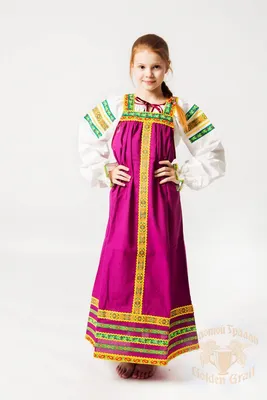 Русский народный костюм для девочки — сарафан Хохлома