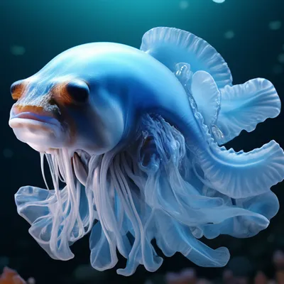 Гибрид рыба-капля+ голубой моллюск+…» — создано в Шедевруме
