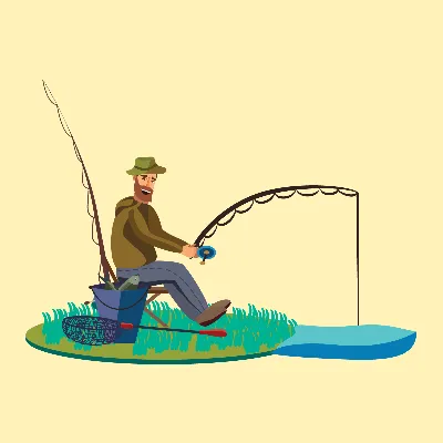 Рыбак с удочкой Caughted рыбы и рыболовную Иллюстрация вектора -  иллюстрации насчитывающей такелаж, остальные: 194338728