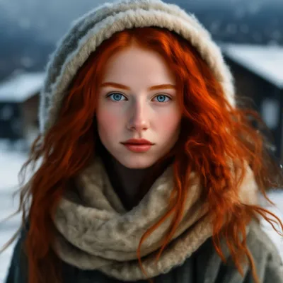 Фотографии Рыжая Мужчины Улыбка Двое Зима Любовь девушка 640x960