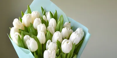 Открытка евро «8 Марта», белые тюльпаны, без отделки — Офисная техника