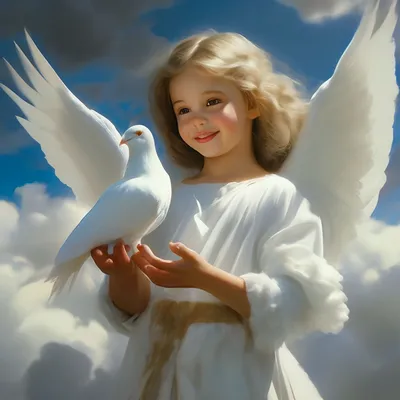 Девушка с крыльями ангела держит …» — создано в Шедевруме