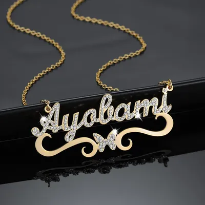 Модное блестящее ожерелье с именем бабочки, индивидуальное название,  ожерелье с бриллиантами, персонализированные ювелирные изделия из  18-каратного золота, подарок на день рождения подружки невесты | AliExpress
