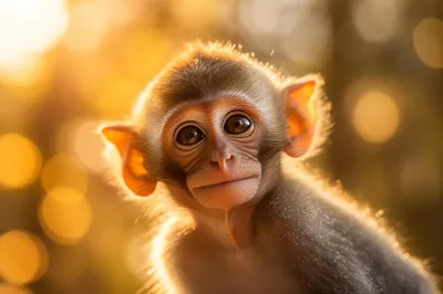 Показана обезьяна с большими глазами. | Премиум Фото