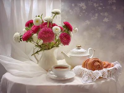 Красивая чашечка чая с цветами …» — создано в Шедевруме