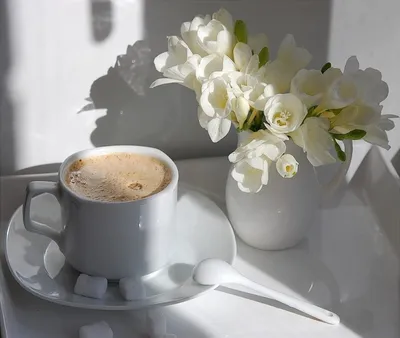 Чашка кофе с цветами - 73 фото