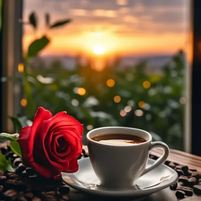 Красивые цветы и чашка кофе стоковое фото ©VikaKhalabuzar 152400844