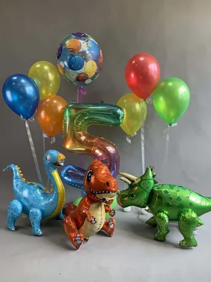 Композиция с маленькими динозаврами — Купить воздушные шары в Самаре