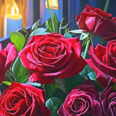 С днем рождения красные розы …» — создано в Шедевруме