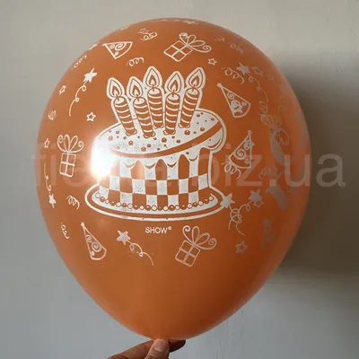 Топпер в торт, С Днем Рождения (воздушные шарики), Красный