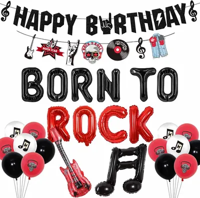 Декор на день рождения рок-н-ролла для мальчиков, комплект гитарного  воздушного шара, фон для рок-музыки, белые и черные цвета, вечеринка рок-звезд  | AliExpress
