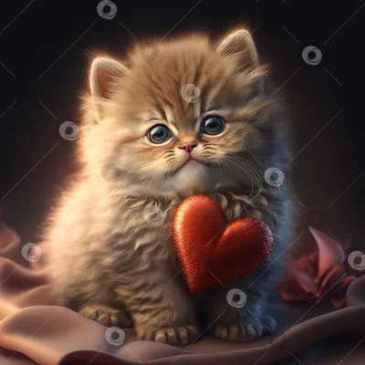 кот ангел окружен сердцем PNG , кошка, День святого Валентина, Любовь PNG  картинки и пнг рисунок для бесплатной загрузки