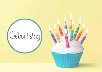 Красочная милая открытка на день рождения на немецком языке PNG , синий,  розовый, Воздушные шары на день рождения PNG картинки и пнг PSD рисунок для  бесплатной загрузки