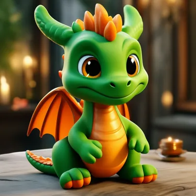 Милый маленький зелёный дракончик с…» — создано в Шедевруме