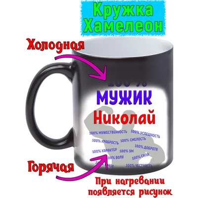 Кружка с именем Николай / Коля, кружка Коля 100% мужик, хамелеон |  AliExpress