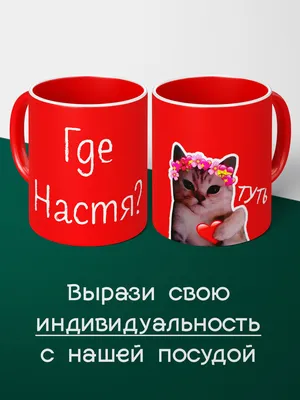 Кружка 1st color \"Настя Анастасия , где Настя туть котенок\", 330 мл -  купить по доступным ценам в интернет-магазине OZON (902002941)