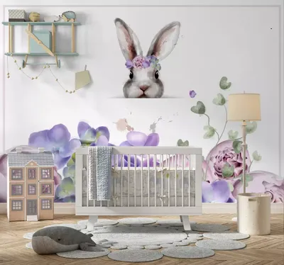 Новый стиль 3D наклейки на стену с кроликами для детской комнаты, украшения  обоев для спальни, фотообои для домашнего декора, милые наклейки с кроликом  | AliExpress
