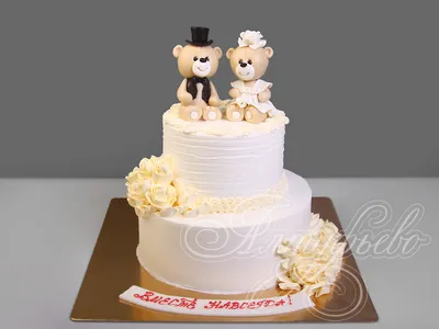 Свадебный торт с мишками 060314420 стоимостью 11 270 рублей - торты на  заказ ПРЕМИУМ-класса от КП «Алтуфьево»