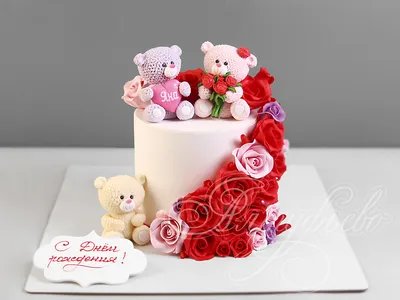 Торт с розами и мишками 21042020 стоимостью 7 150 рублей - торты на заказ  ПРЕМИУМ-класса от КП «Алтуфьево»