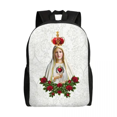 Рюкзак с надписью «Our Lady Of Fatima Дева Мария» для мужчин и женщин,  водонепроницаемый школьный ранец Португалия, католическая сумка с четками,  сумки для книг с принтом | AliExpress