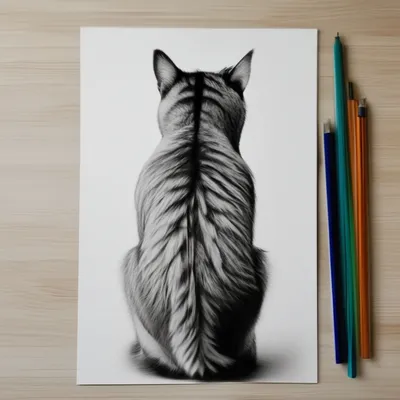Картина нарисованная карандашом,кошка …» — создано в Шедевруме