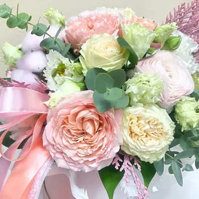 Нежно розовый букет цветов с гортензией купить с доставкой по Томску: цена,  фото, отзывы.