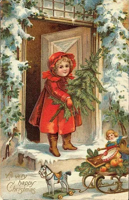 Красивые ретро-открытки Merry Christmas | Рождественские издания, Детское  рождество, Старинное рождество