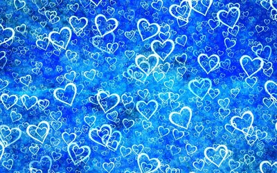 Голубой фон с сердечками - 58 фото