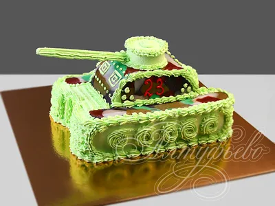 Торт на 23 февраля танк № f25 стоимостью 5 125 рублей - торты на заказ  ПРЕМИУМ-класса от КП «Алтуфьево»
